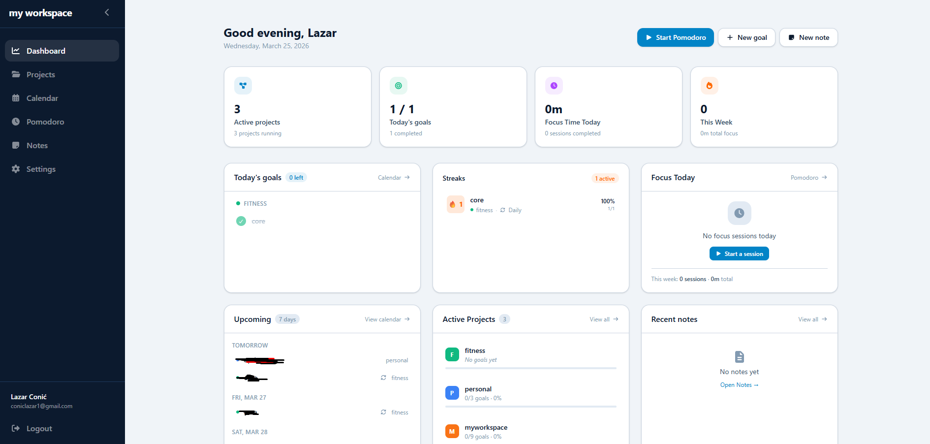 My Workspace - Personal productivity application